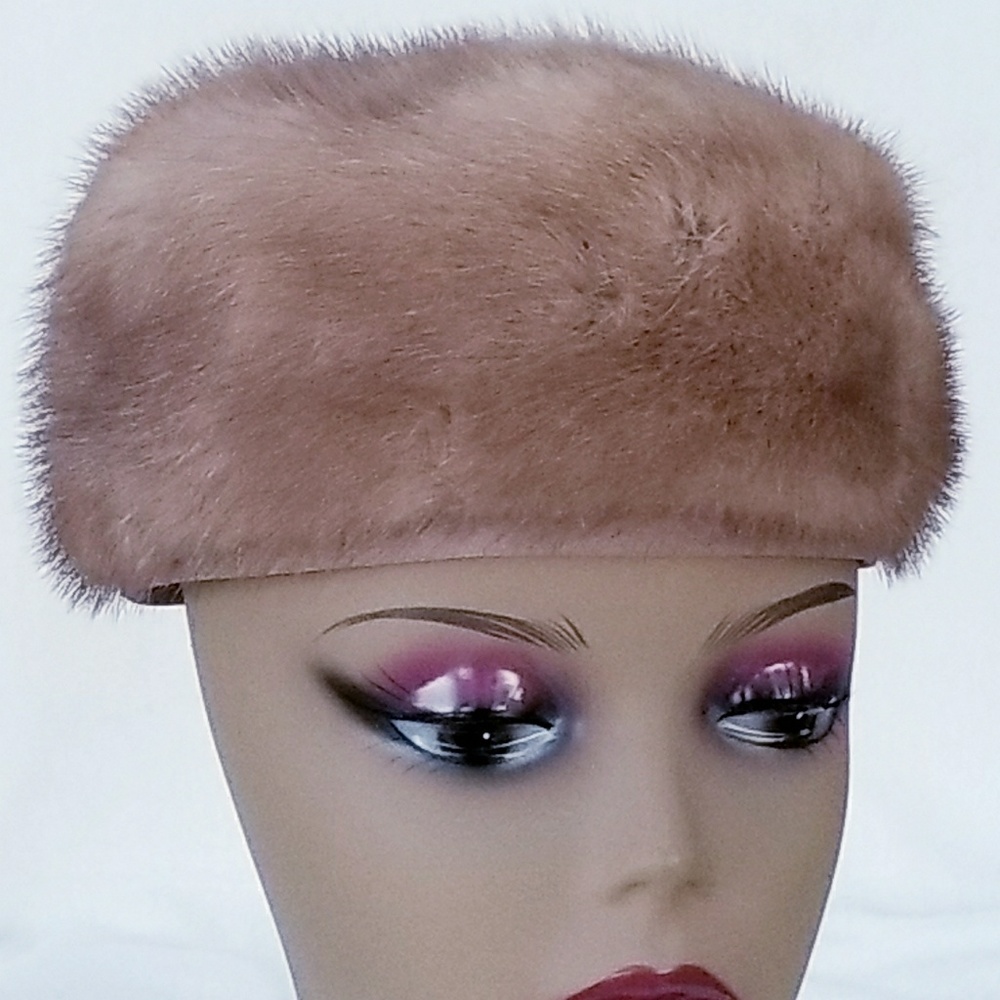 🌷SOLD🌷Vintage Light Brown Mink Pill Box Hat - Picture 1 of 4